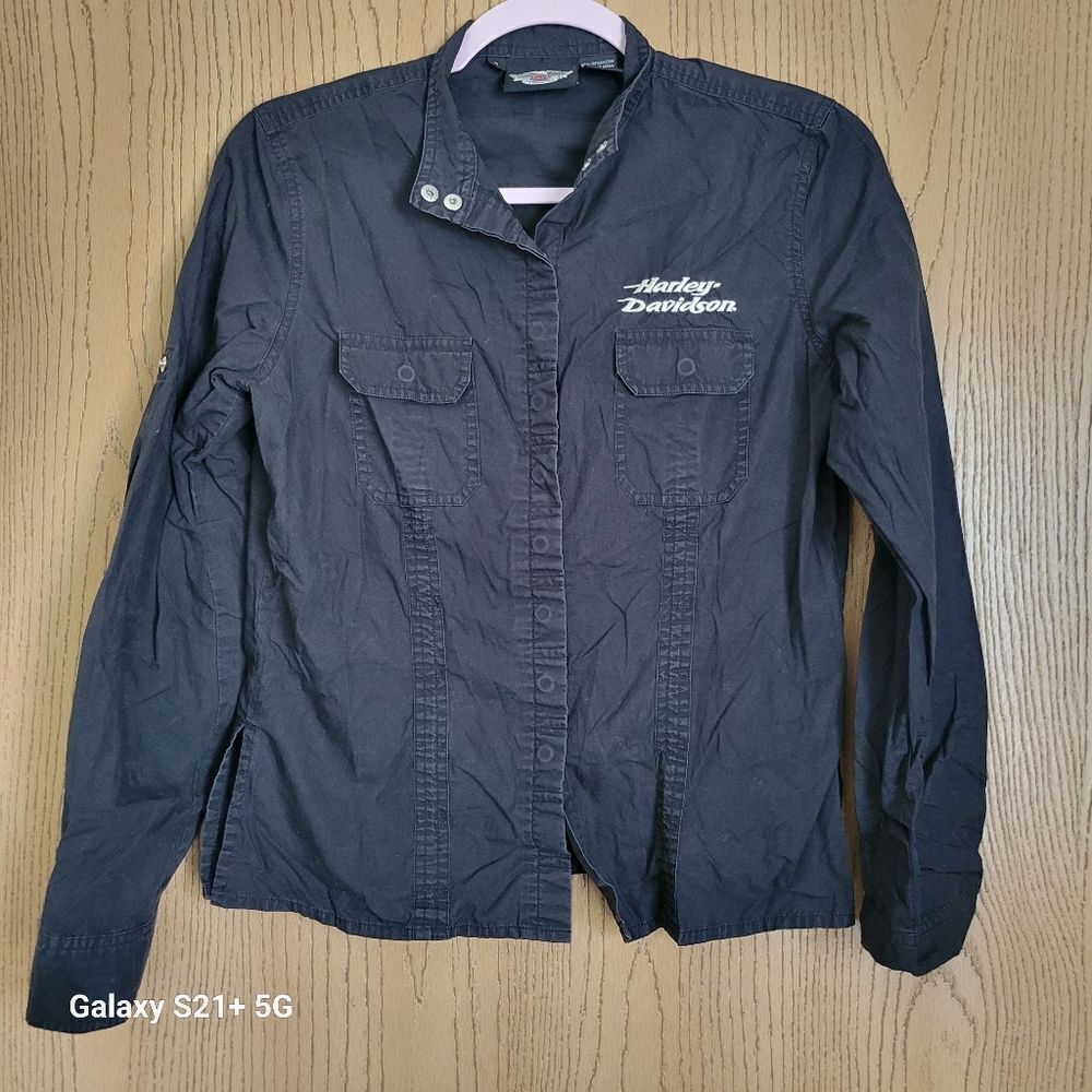 Harley davidson 2000's snap button front shirt womens size medium